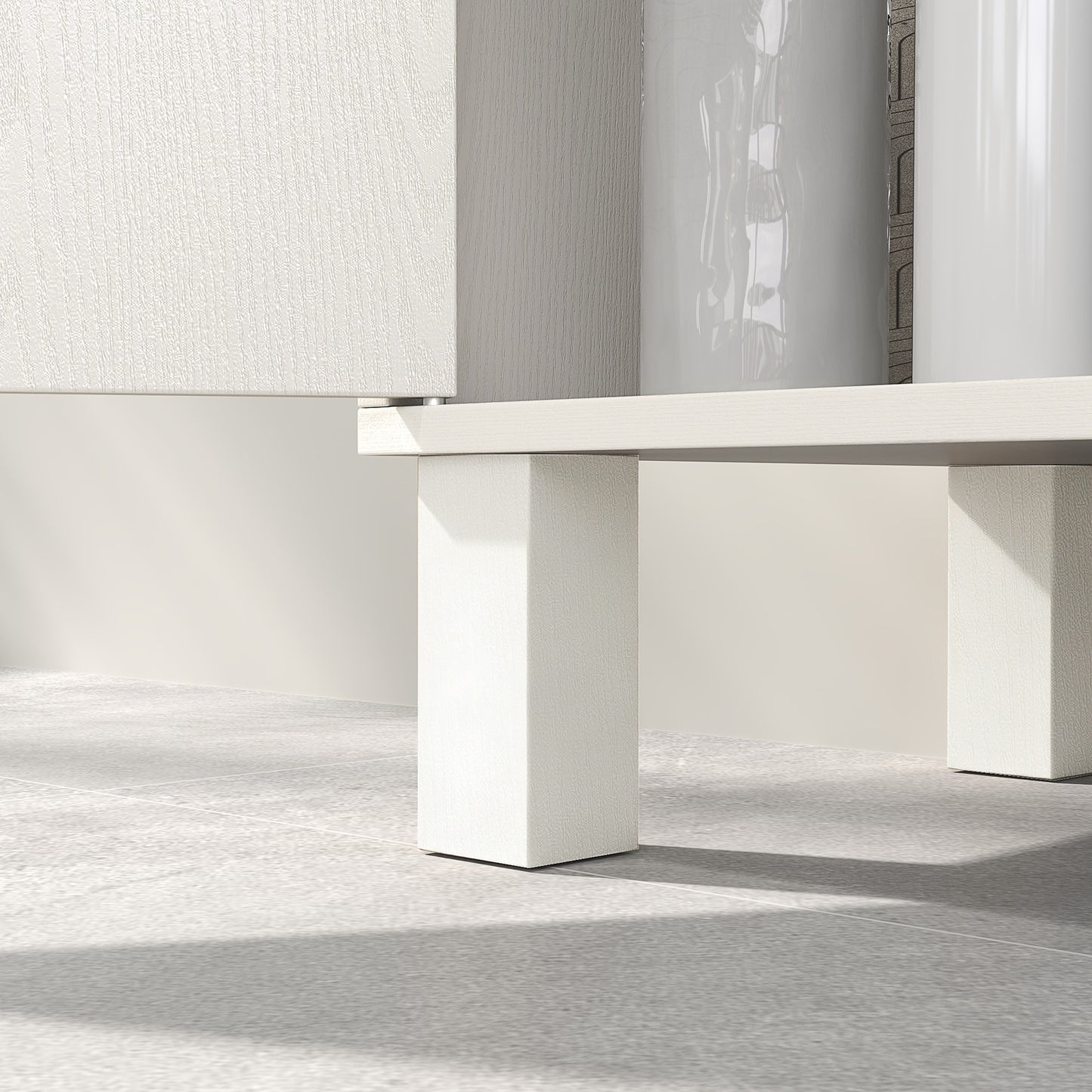 HOMCOM Under Sink Cabinet For Basin Without Pedestal Cream White With Open Shelf And Two Tier Adjustable Shelving