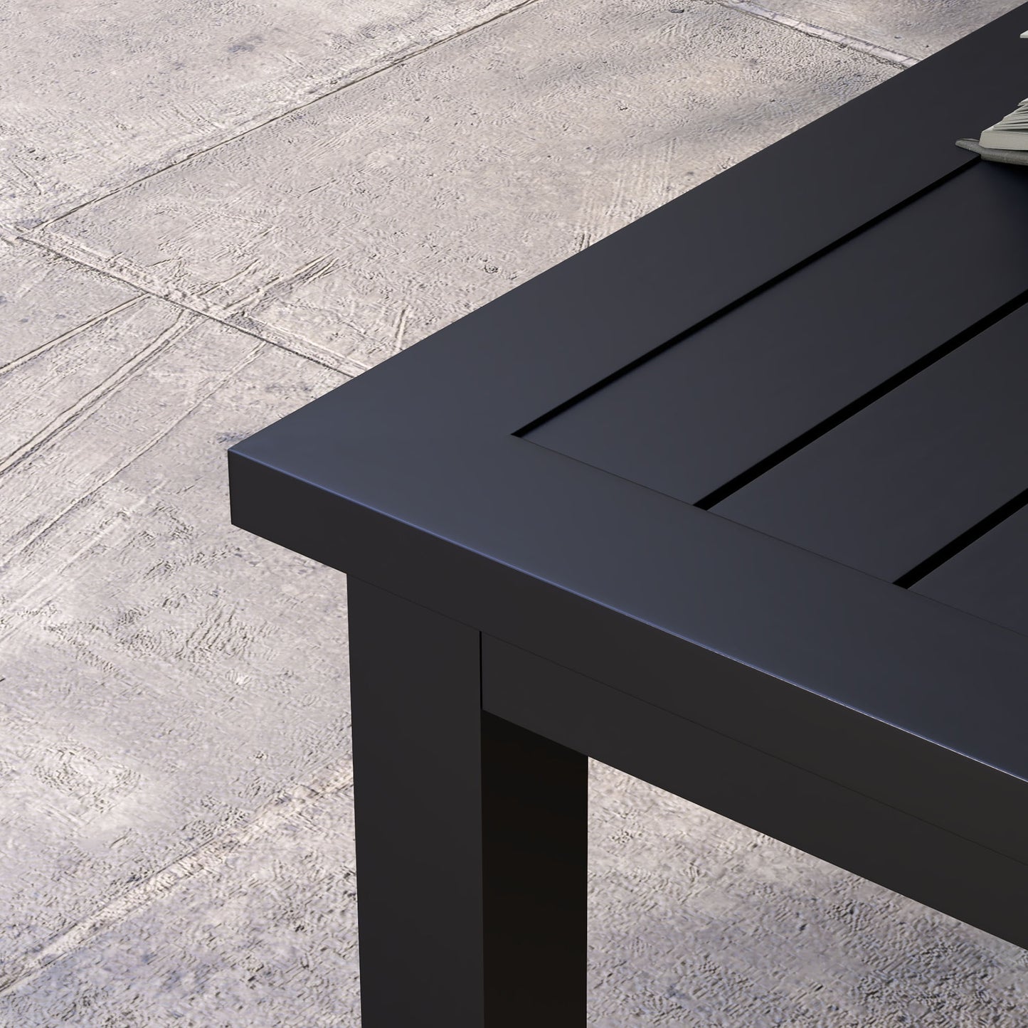 Outsunny 100cm by 60cm Aluminium Outdoor Coffee Table in Black with Slatted Top