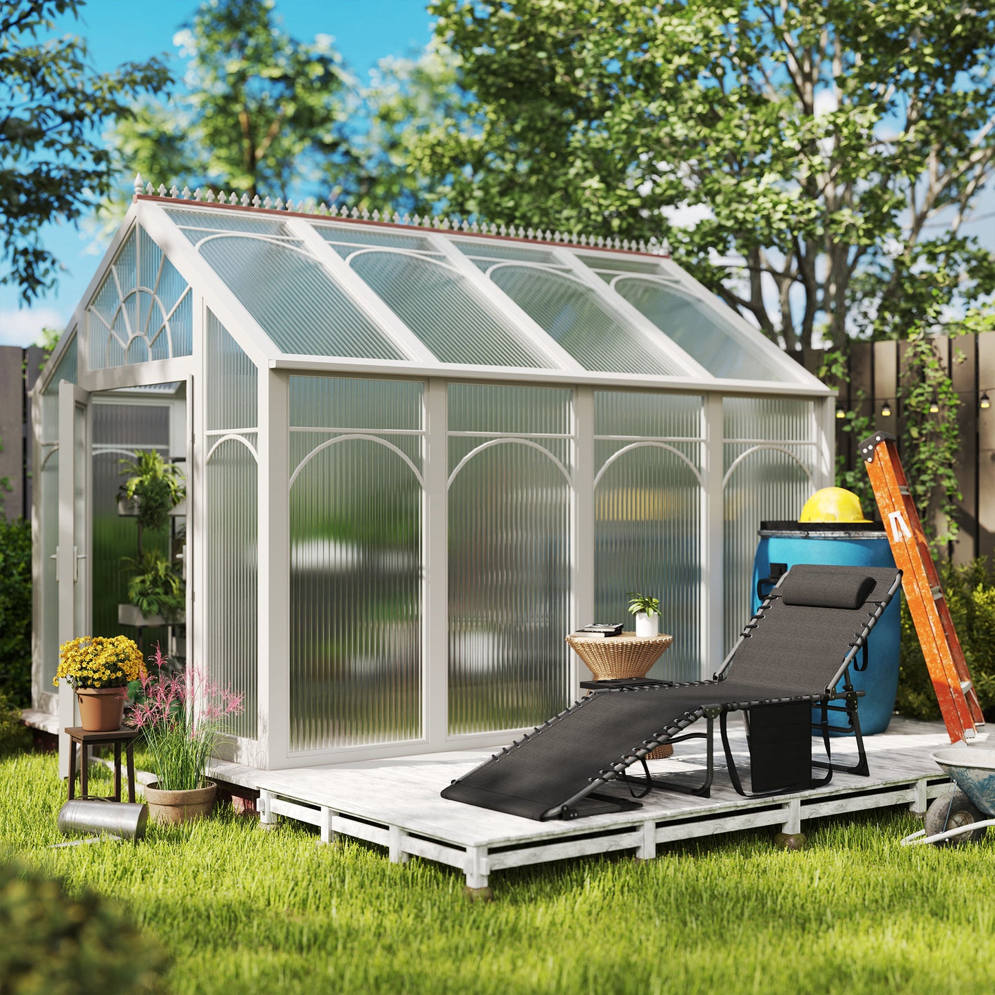 Outsunny Five Position Reclining Sun Lounger Black With Powder Coated Steel Frame And Removable Pillow