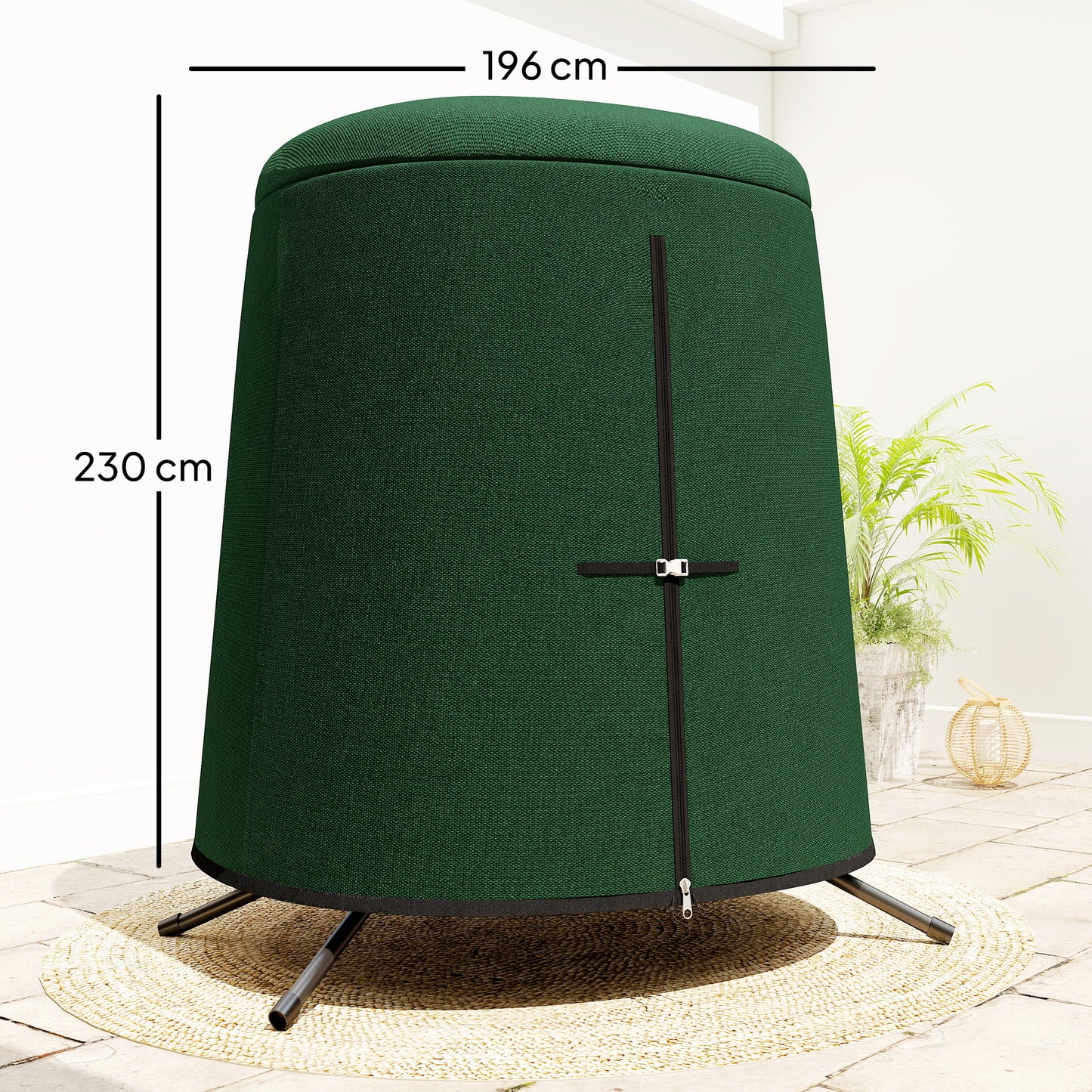 Outsunny Hanging Egg Chair Protective Cover 196 X 230 Cm Green Weather Resistant Oxford Fabric