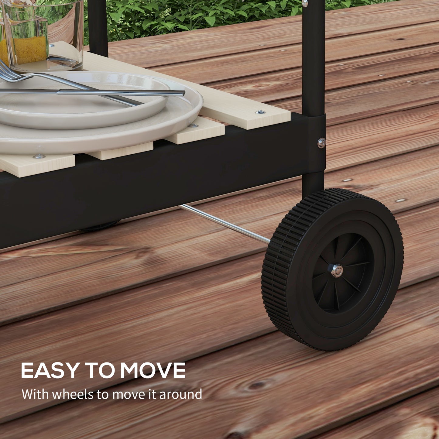 Outsunny Charcoal Barbecue Grill With Adjustable Height Portable Trolley And Ash Catcher And Wheels For Party Black