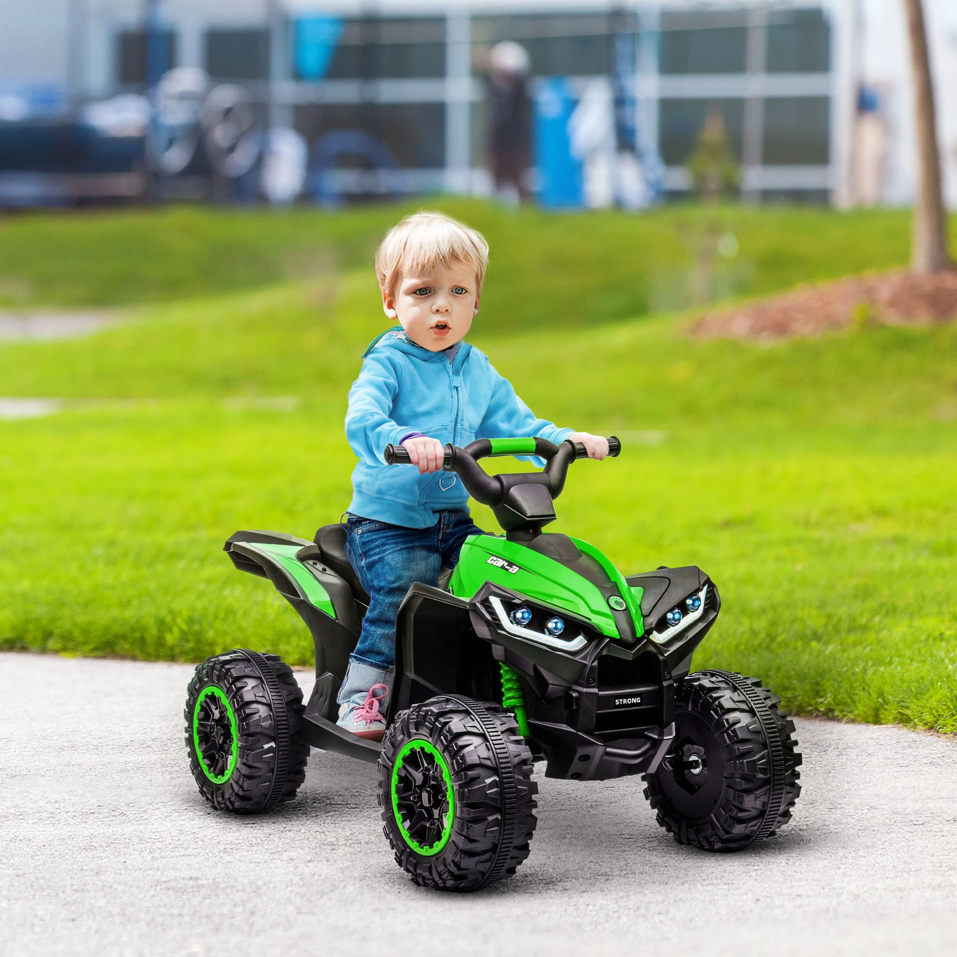 HOMCOM Kids 12V Electric ATV Quad Bike with Music and Horn - Green, Ages 3-5 - ALL4U RETAILER LTD