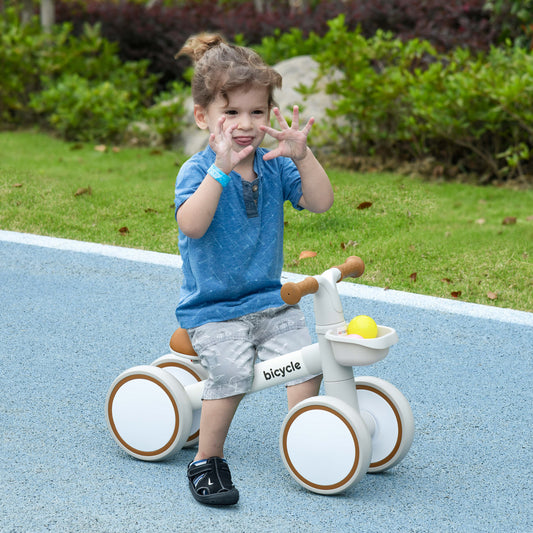 AIYAPLAY Adjustable Kids Balance Bike for Toddlers Aged 1-3 with Quiet Wheels - White - ALL4U RETAILER LTD