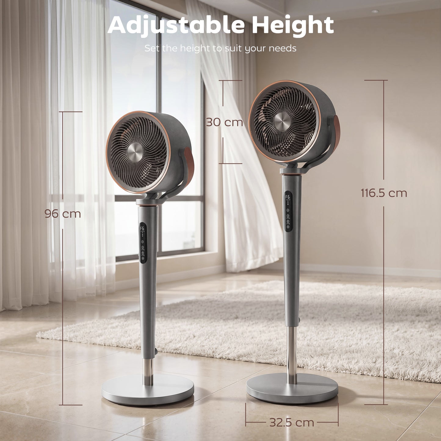 HOMCOM 20dB Silent Standing Fan With 70-90 Degree Auto Oscillation, 12 Speeds, LED, Remote, 12H Timer, 46 Inch Grey