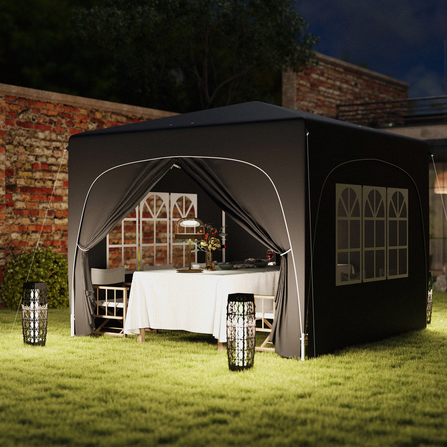 Outsunny 3 x 3m Pop Up Gazebo Shelter With Accessories Black UPF50 Plus UV Protection And Adjustable Height