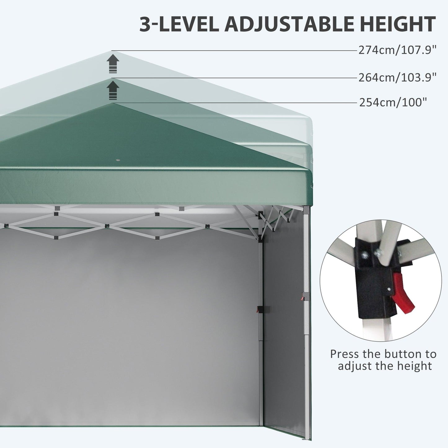 Outsunny 3x3 (M) Pop Up Gazebo Party Tent w/ 2 Sidewalls, Weight Bags, Green - ALL4U RETAILER LTD