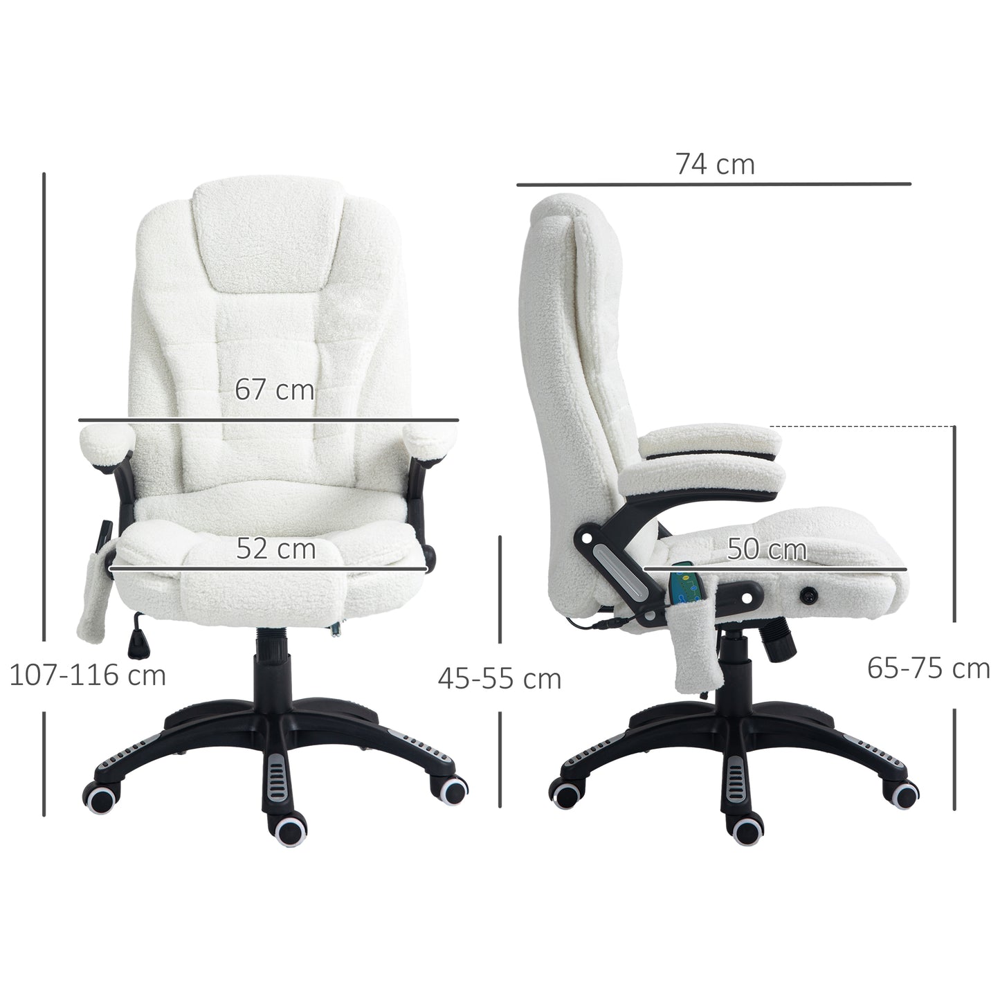 Vinsetto White Massage Office Chair with Six-Point Heat Therapy and Recline