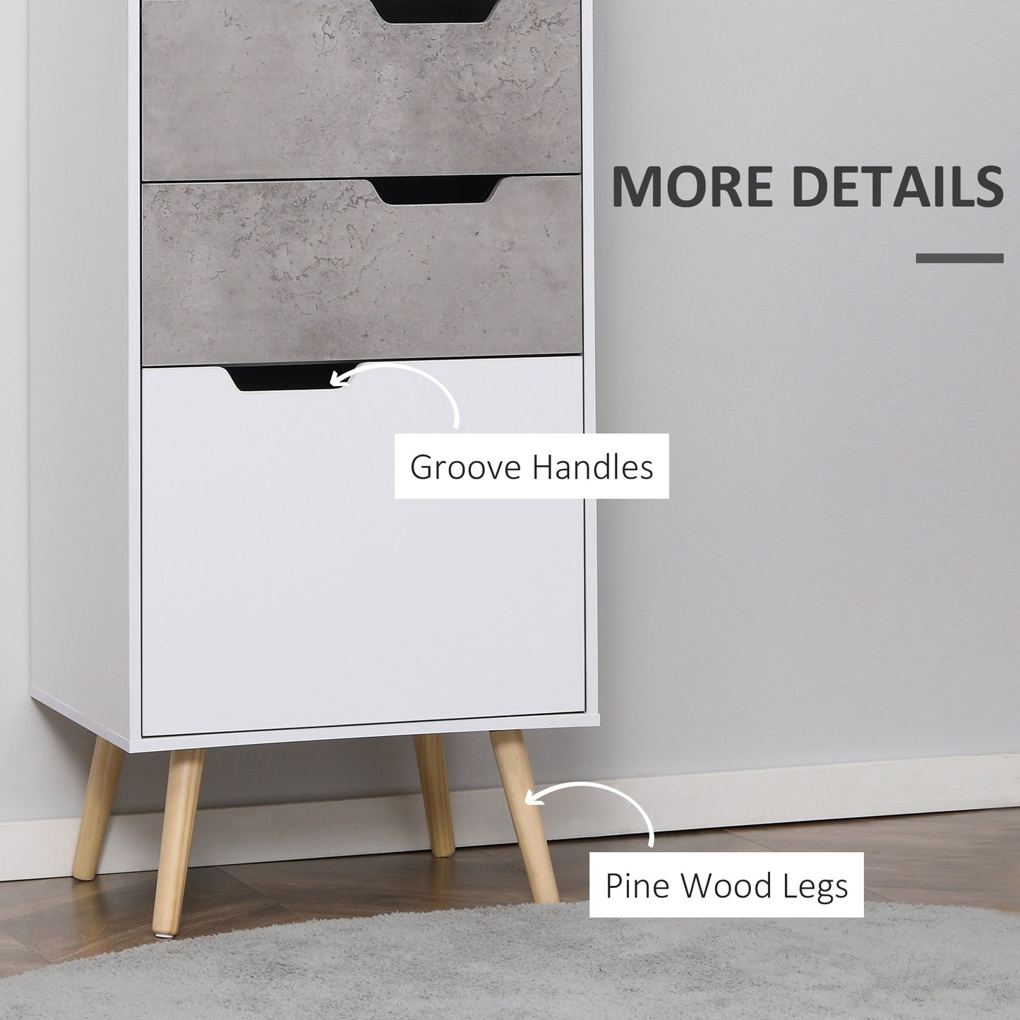 HOMCOM Modern Free Standing Storage Cabinet with 3 Drawers and 2 Shelves, Stylish Accent Furniture for Bedroom and Living Spaces, Light Grey Finish - ALL4U RETAILER LTD