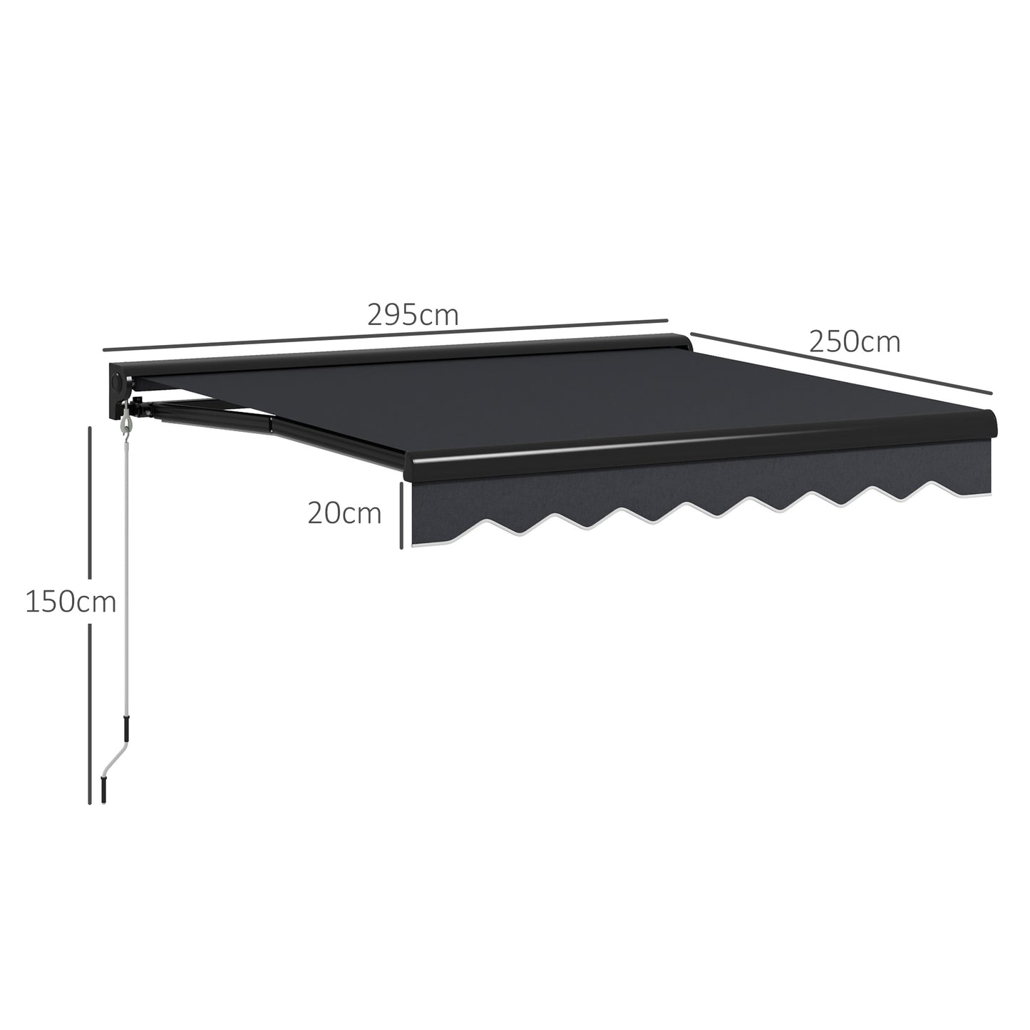 Outsunny 3x2.5m Electric LED Light Retractable Awning with Aluminium Frame for Patio Door Window
