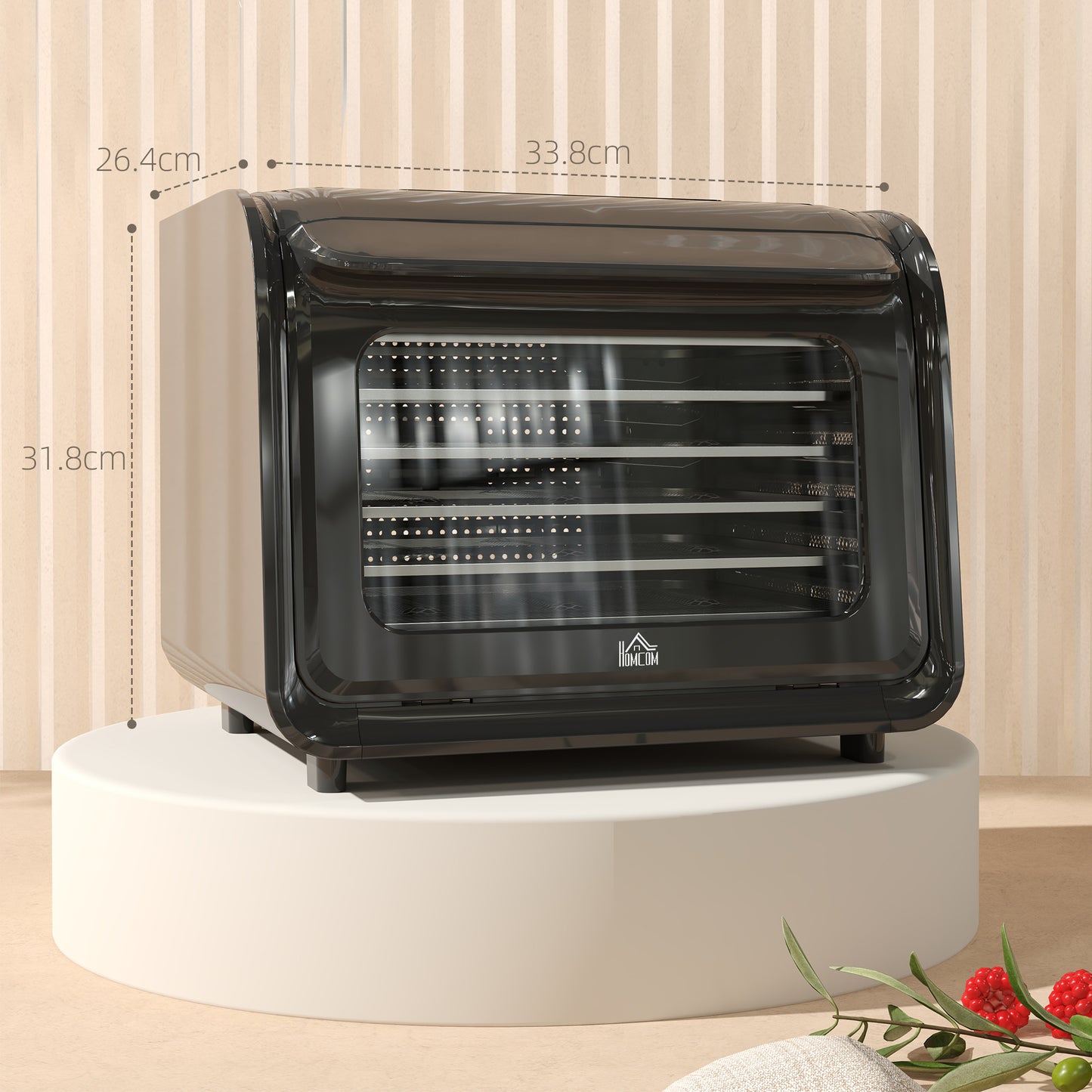 HOMCOM Six Tray Food Dehydrator With Adjustable Temperature 35 To 70 Celsius Black
