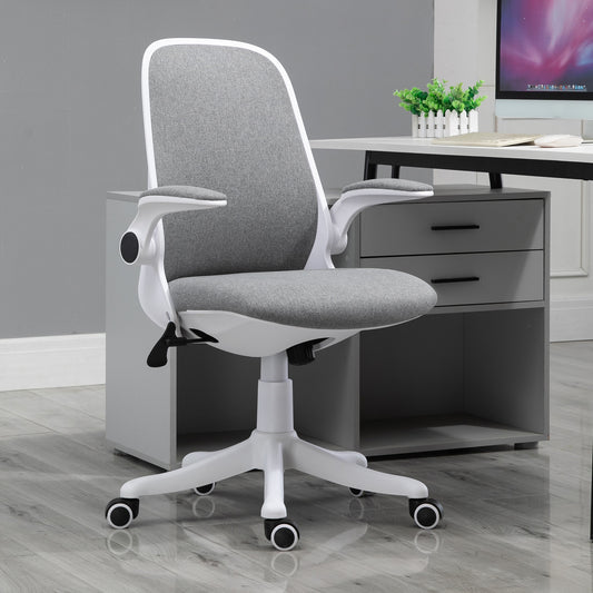 Vinsetto Ergonomic Grey Swivel Office Chair with Adjustable Armrests and Breathable Fabric - ALL4U RETAILER LTD