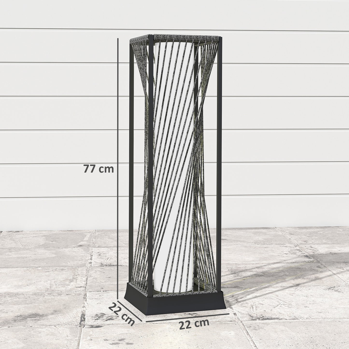 Outsunny 77 cm Solar Rattan Floor Lamp Outdoor Garden Light With Auto On Off LED IP44 Waterproof Grey
