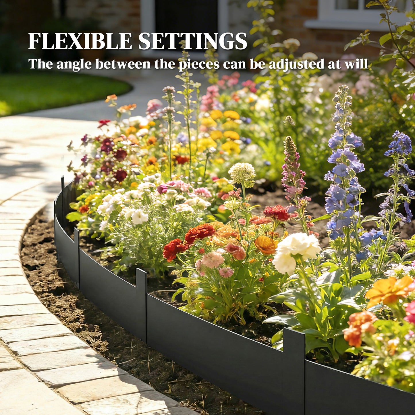 Outsunny 5Pcs Garden Fence Set Metal Picket Fence Panels 115x15cm Black Weatherproof