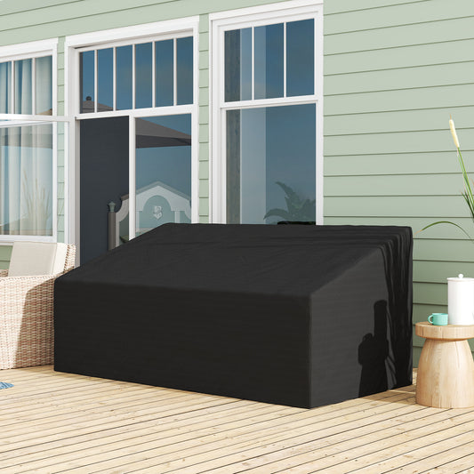 Outsunny 600D Oxford Cloth Waterproof Furniture Cover for 3 Seater Sofa Patio Outdoor Black 218 x 111 x 63 to 101 cm