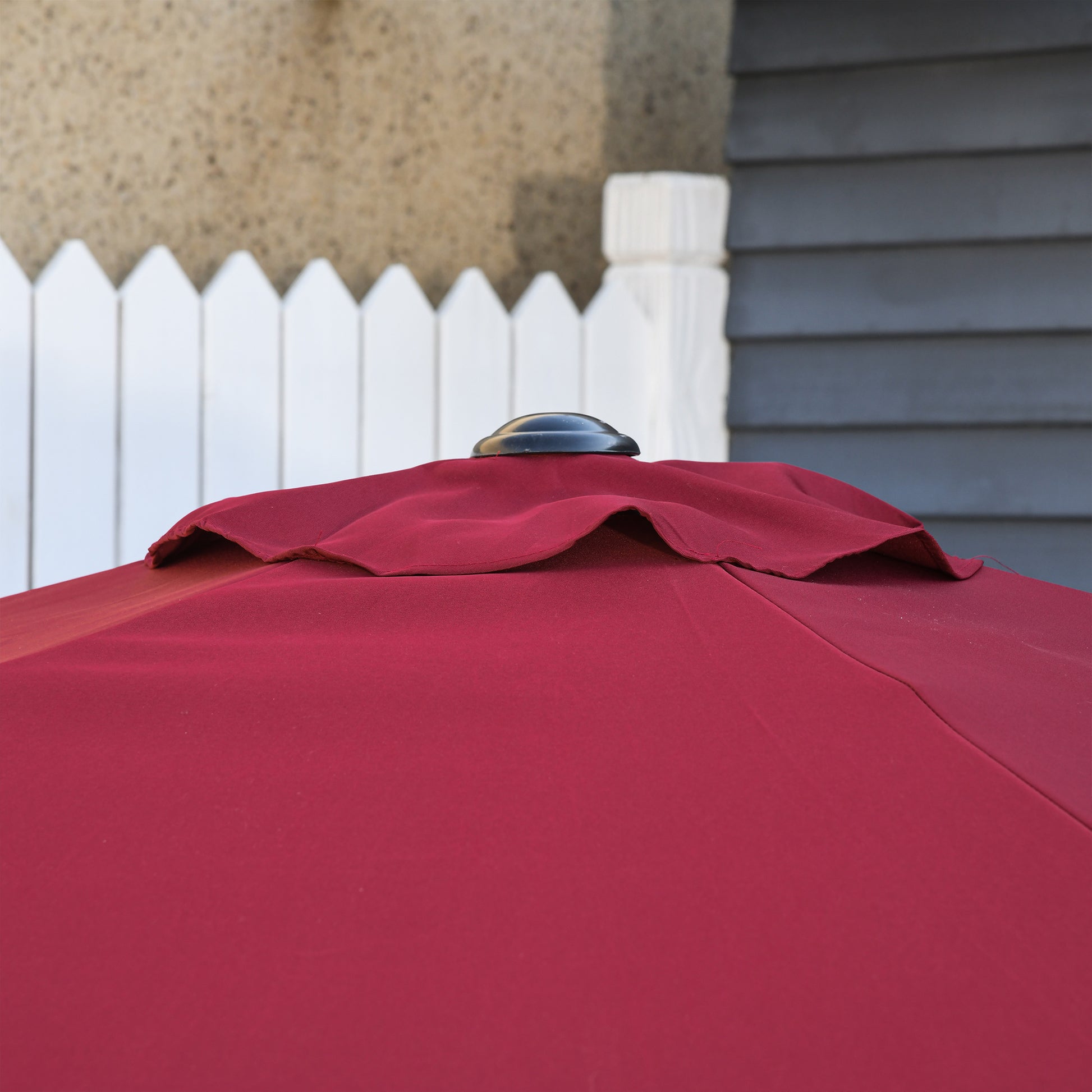 Outsunny Elegant 9ft Aluminum Patio Umbrella with Wine Red Canopy for Sun Protection - ALL4U RETAILER LTD