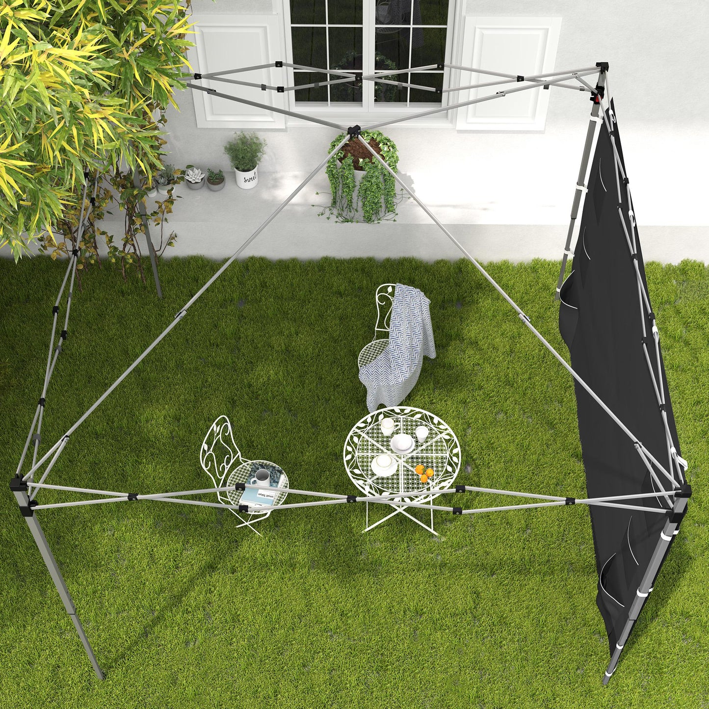 Outsunny 195 x 295 cm Replacement Gazebo Sidewall Black For 3 x 3 m Gazebo With Mesh Pockets