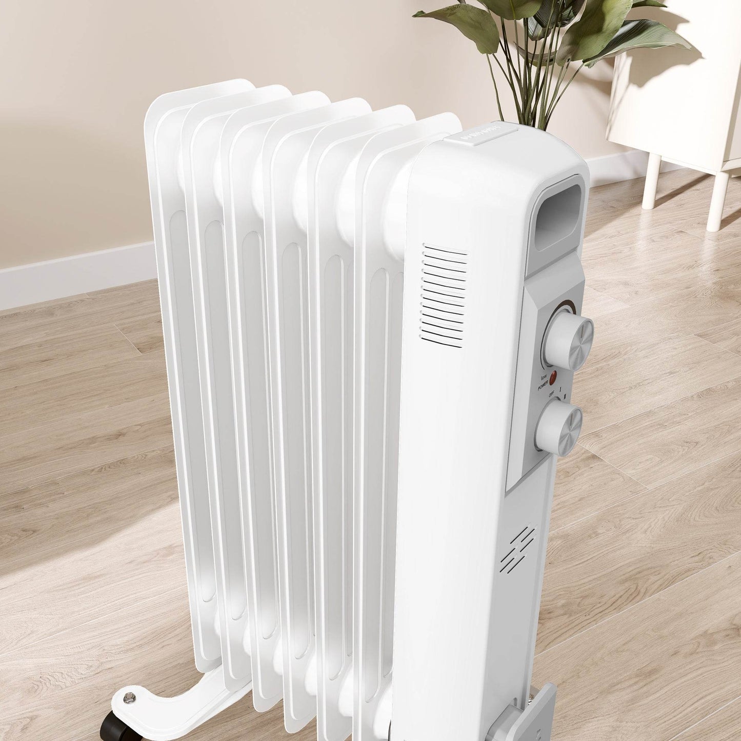 HOMCOM 1500W Nine Fin Oil-Filled Radiator Heater - White - ALL4U RETAILER LTD
