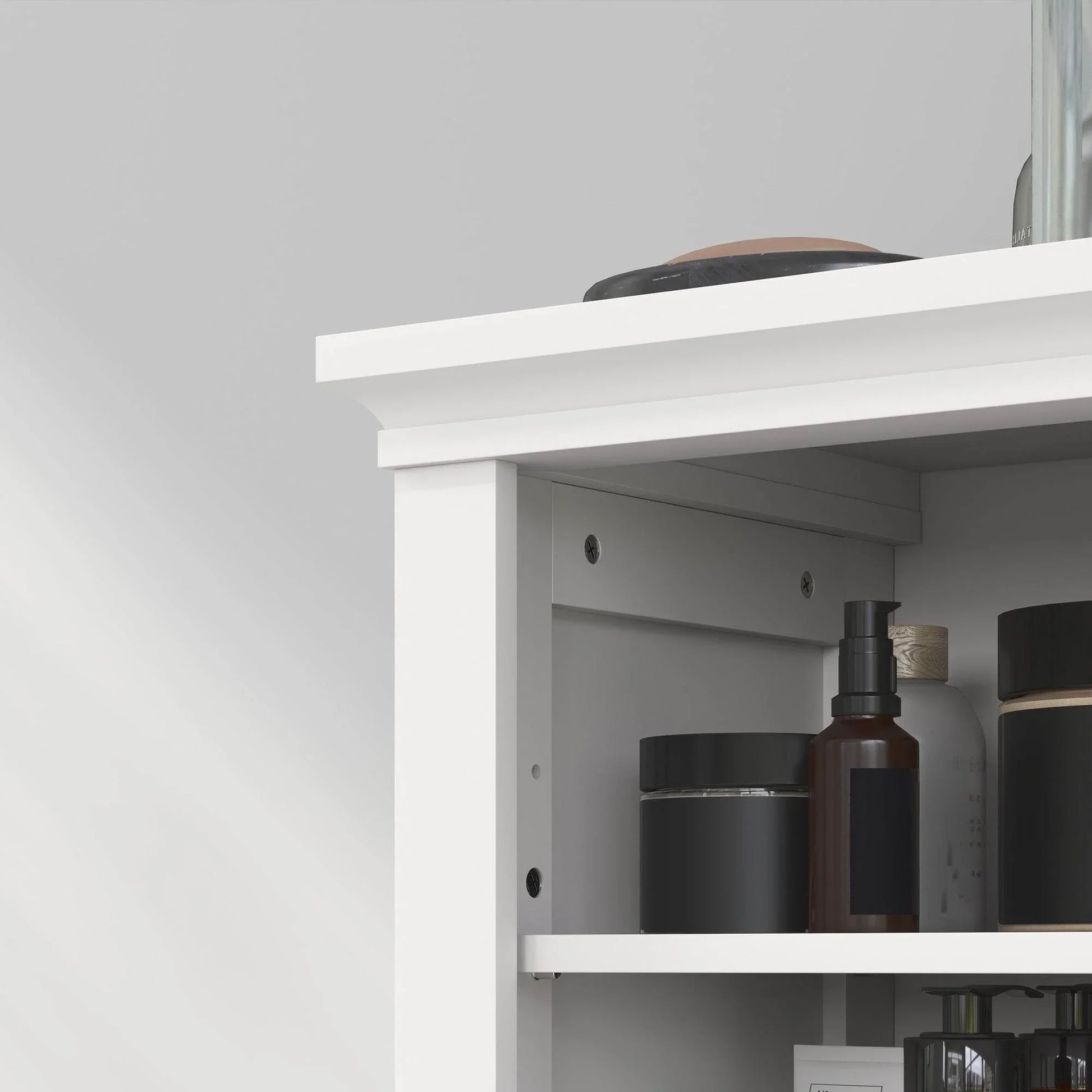 Compact White Bathroom Storage Cabinet with Adjustable Shelves - ALL4U RETAILER LTD