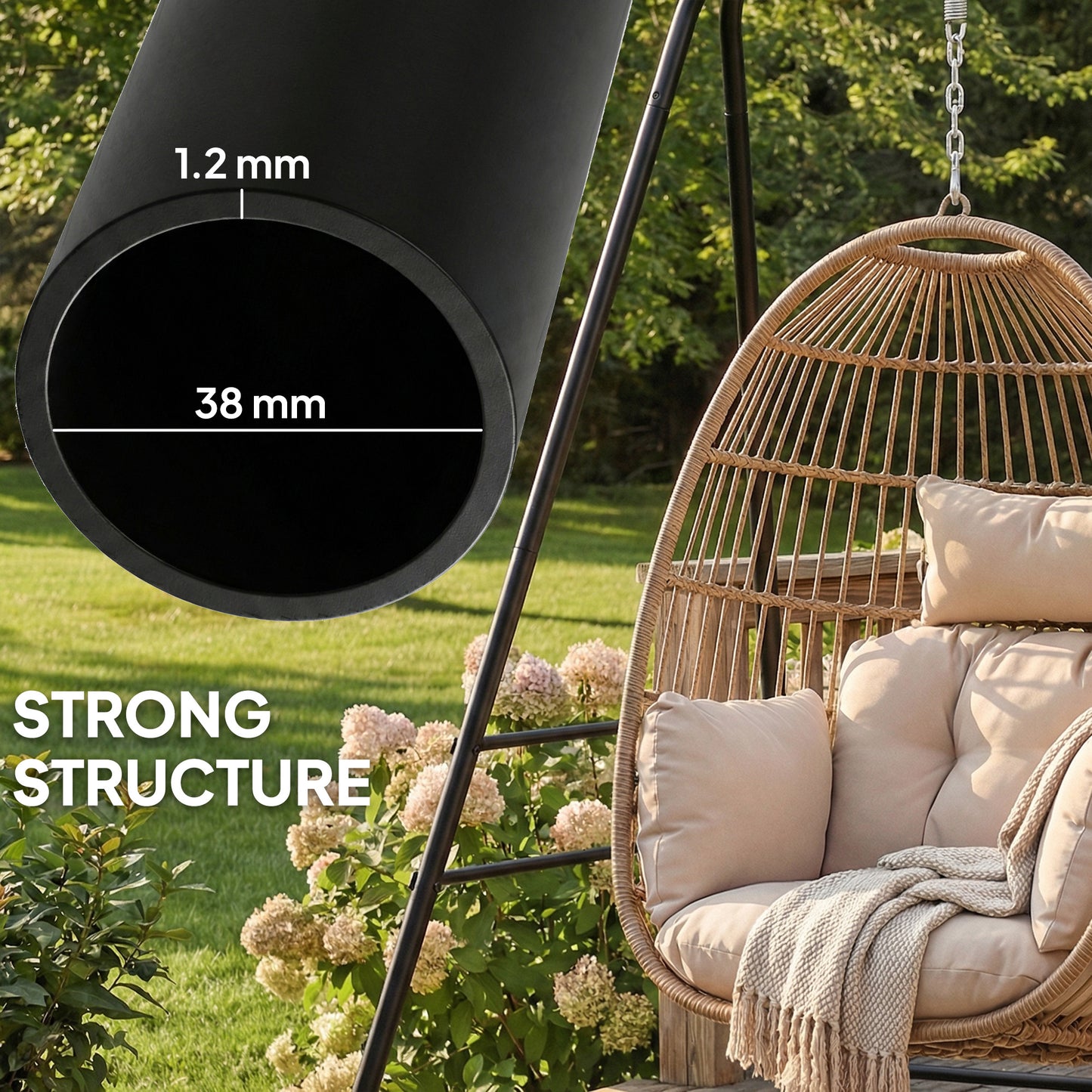 Outsunny Hammock Chair Stand 150 Kg Load Capacity For Indoor Outdoor Use Black All Weather