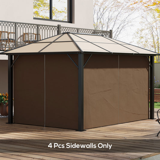 Outsunny 4 Pack Replacement Gazebo Curtains Privacy Panels For Most 3x4m Gazebos Dark Brown