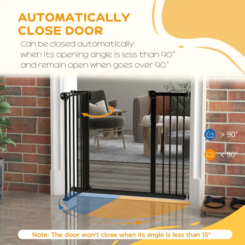 PawHut Metal Adjustable Dog Gate, Black, Expands from 74cm to 94cm - Secure Containment for Pets, Easy Installation - Ideal for Home Safety - ALL4U RETAILER LTD