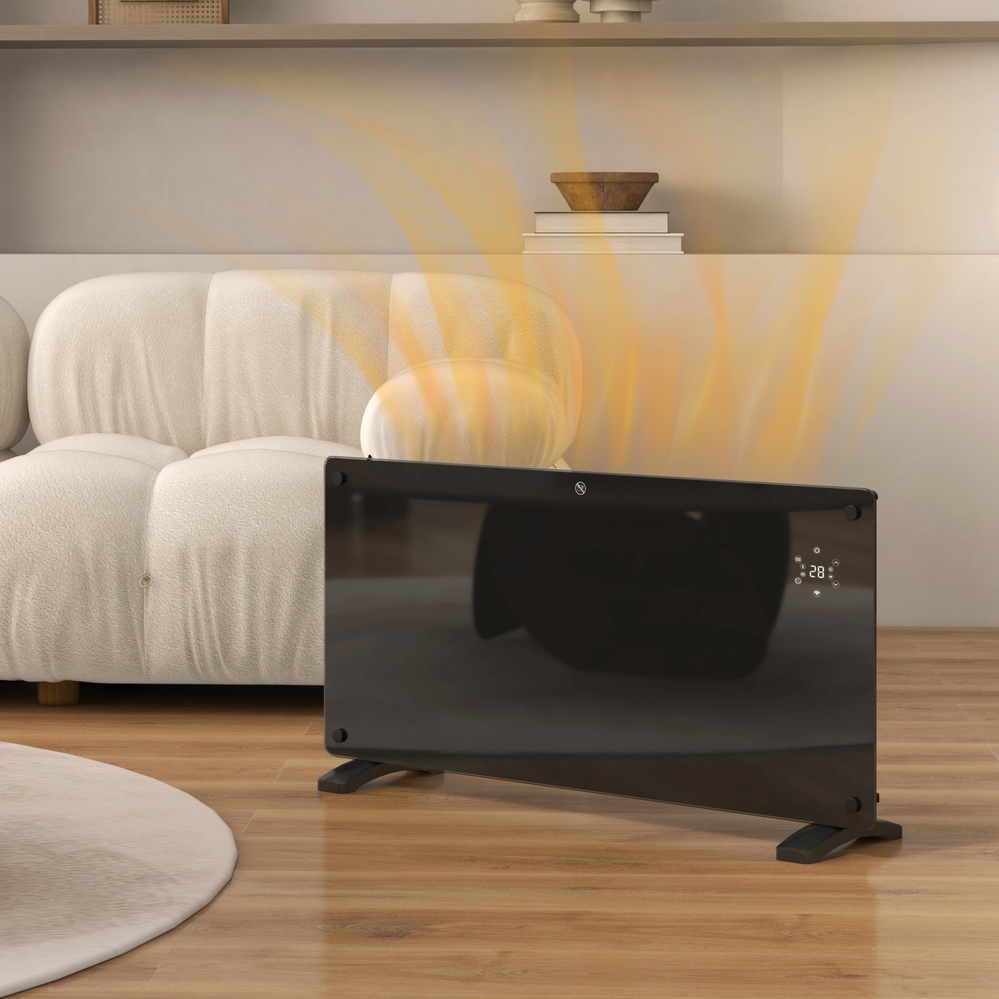 HOMCOM 2000W Smart Control Heater With Tuya App 5 To 35 Degrees Celsius Black Wall Mountable