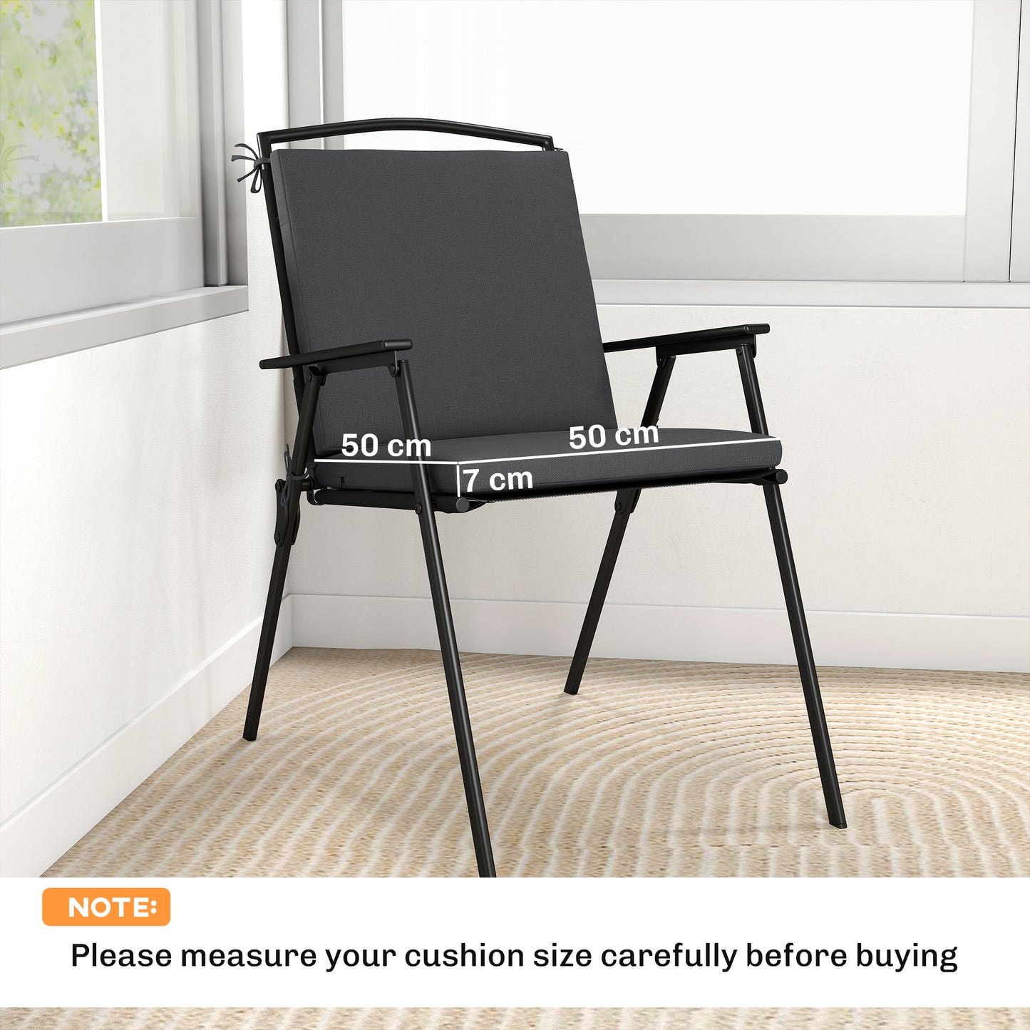 Outsunny Outdoor Seat Cushions Set Of 2 With Ties Waterproof Garden Seat Pads Dark Grey UV Resistant