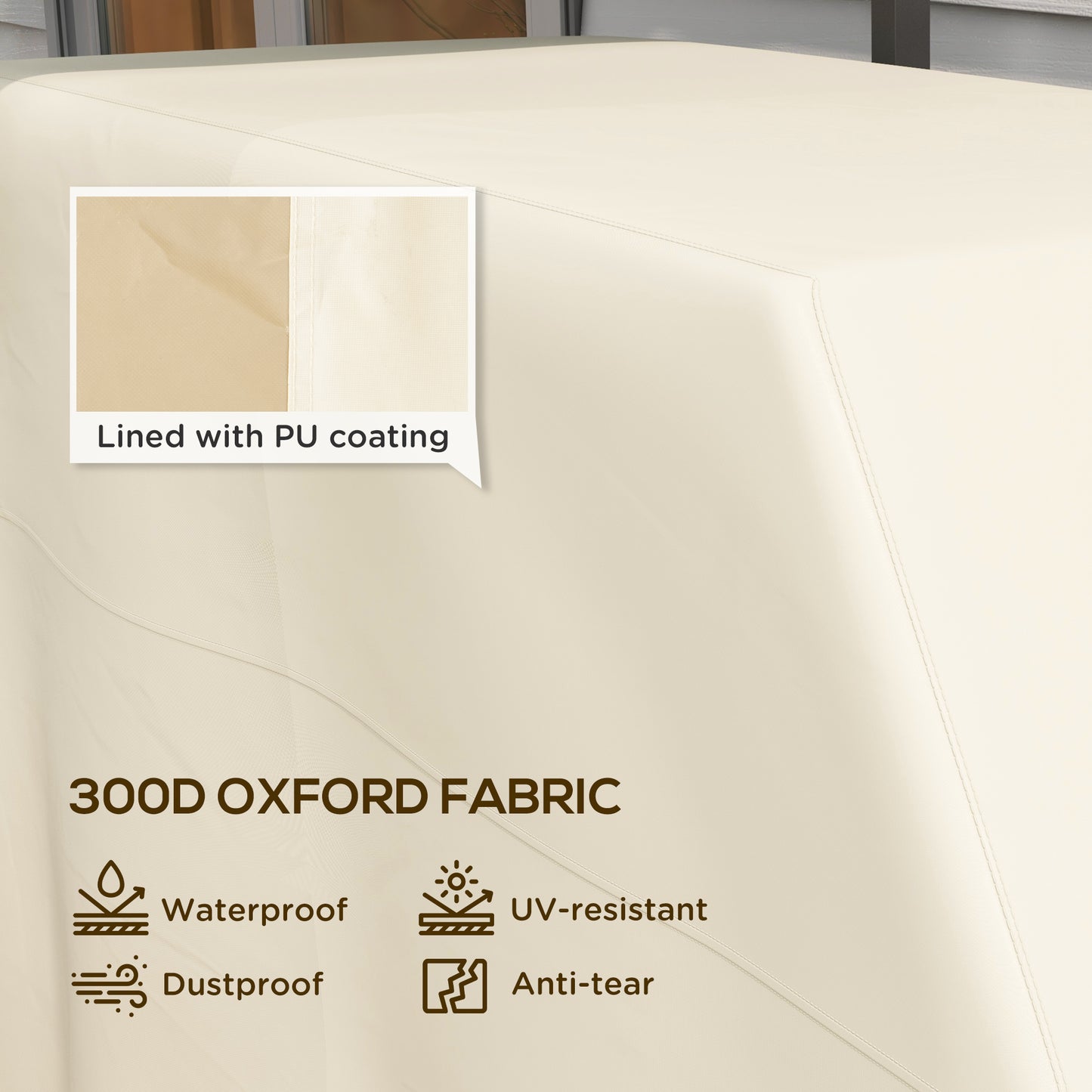 Outsunny 66W x 152Lcm PU Coated Protective Grill Cover Beige Weatherproof UV Resistant BBQ Protector