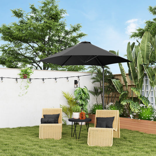 Outsunny 2.5m Rotating Cantilever Parasol With Base Black 256cm Canopy For Patio