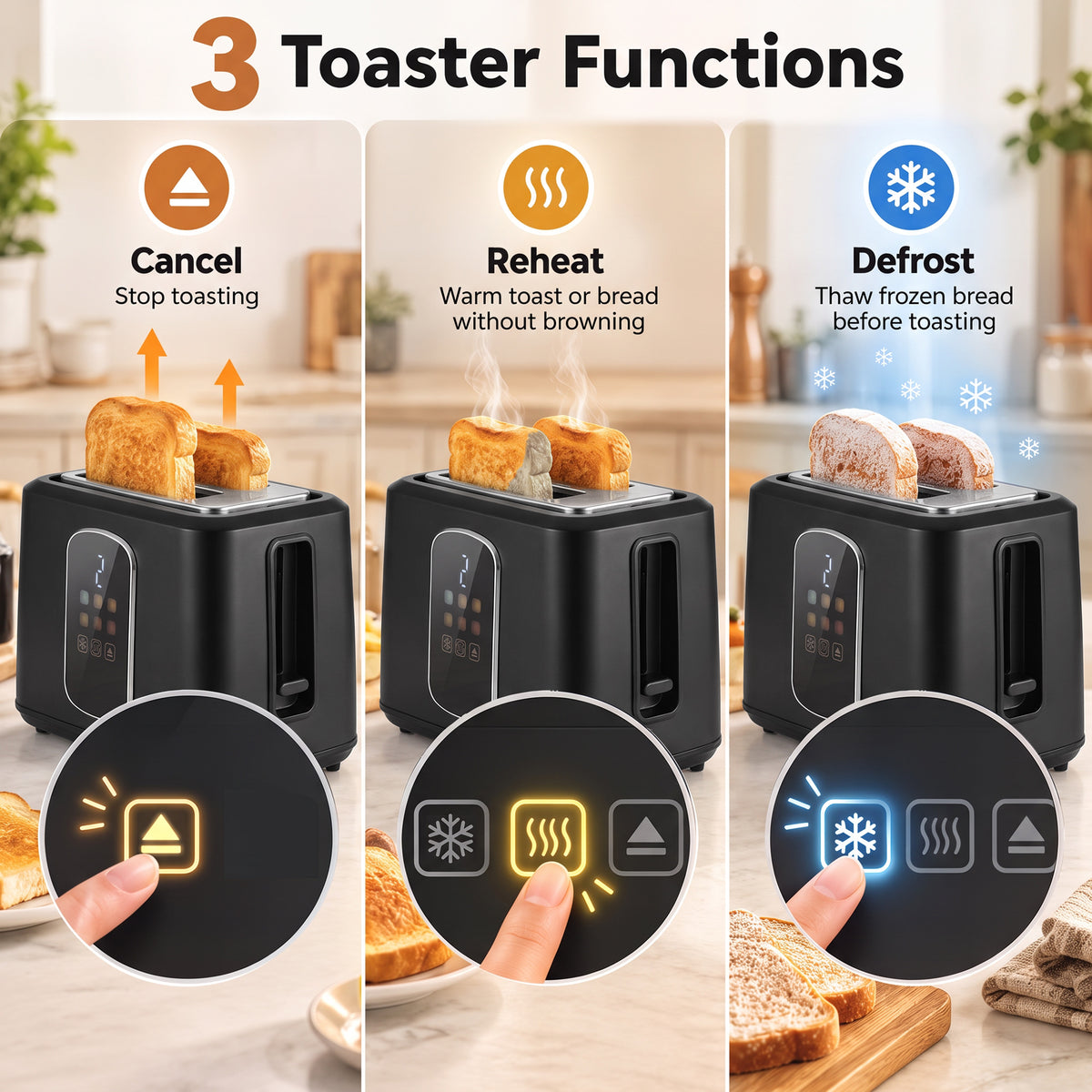 HOMCOM Kettle And Toaster Set With LED Touch Screen, 6 Browning Levels, Black