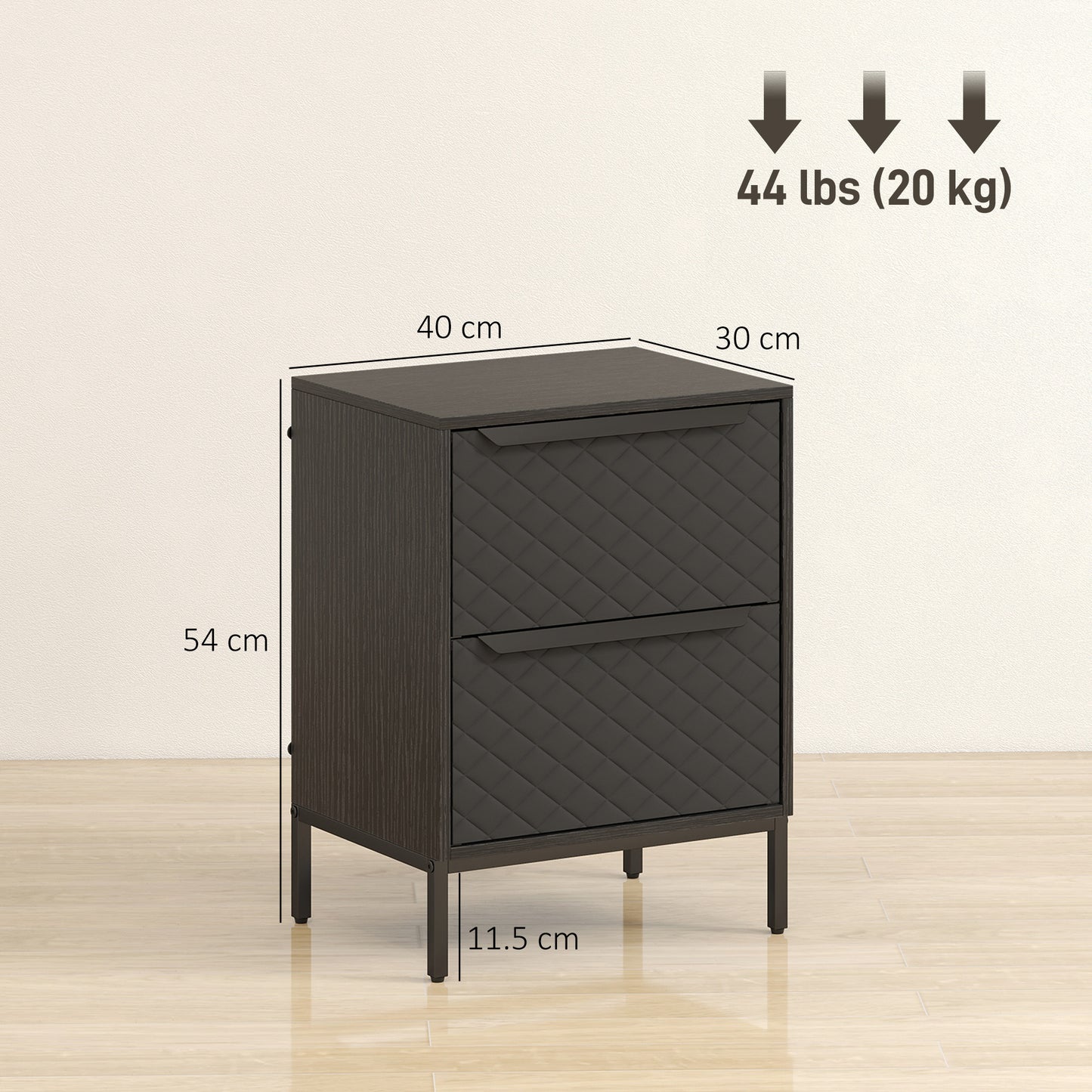 HOMCOM Chest Of Drawers With Fabric Drawers And Aluminium Handles Black Modern MDF Frame