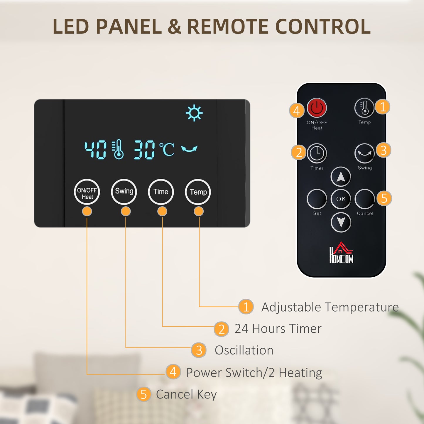 Homcom 2000W Wall Mounted Heater With 18 To 45 C Temperature Range Black Finish Included
