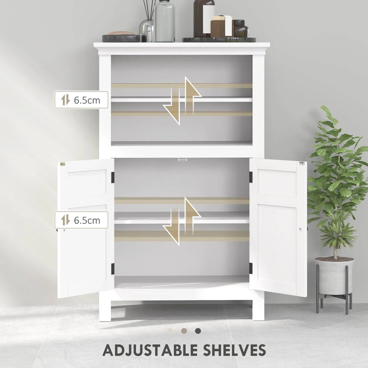 Compact White Bathroom Storage Cabinet with Adjustable Shelves - ALL4U RETAILER LTD