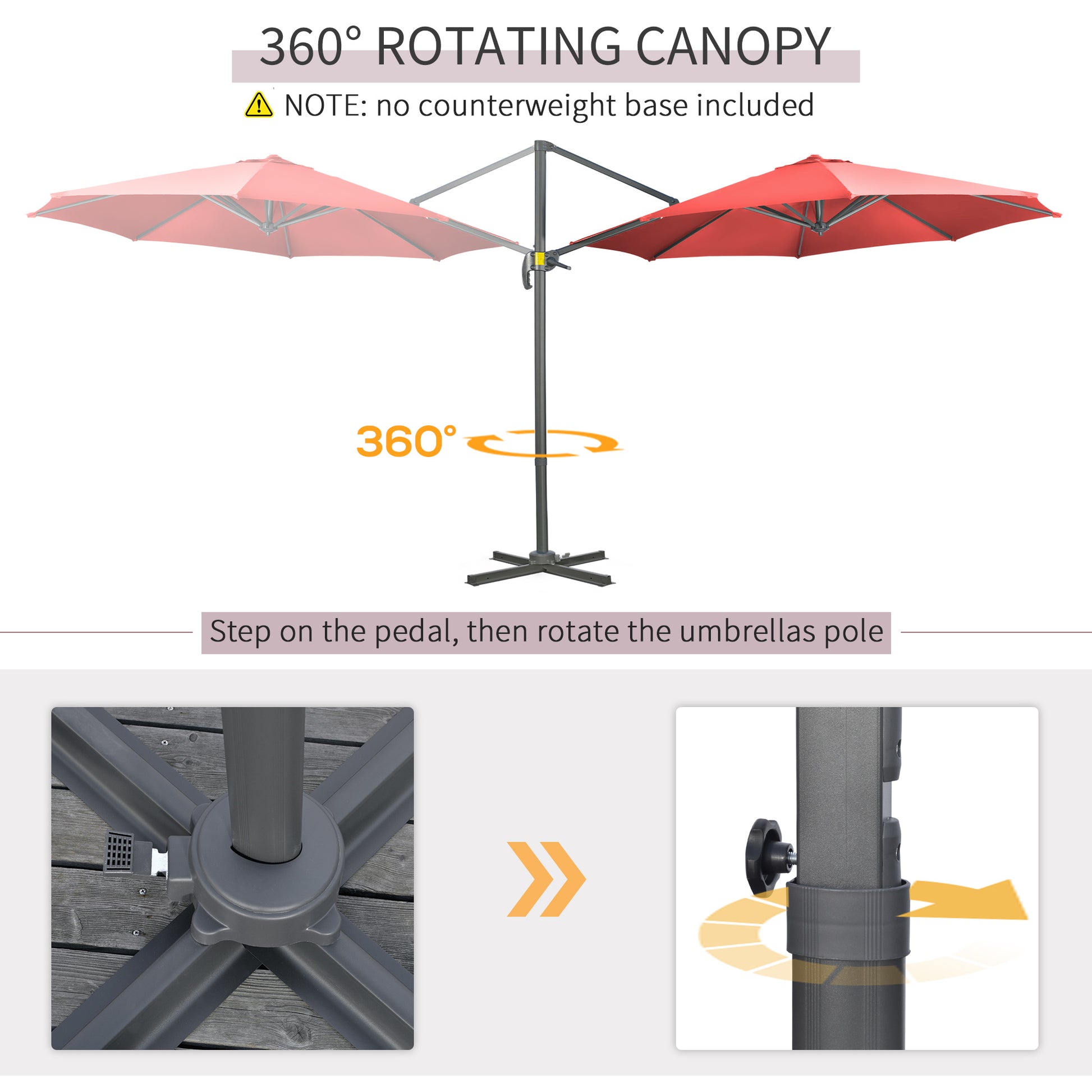 Outsunny 3m x 3m Wine Red Cantilever Parasol with Cross Base and Crank Handle - ALL4U RETAILER LTD