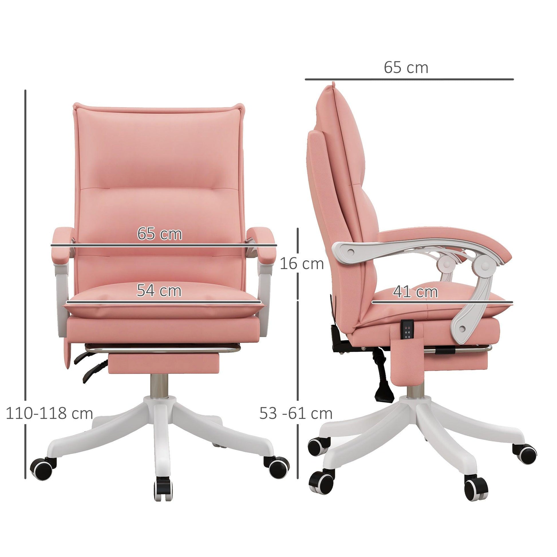 Vinsetto Vibration Massage Office Chair with Heat, Faux Leather, Pink - ALL4U RETAILER LTD