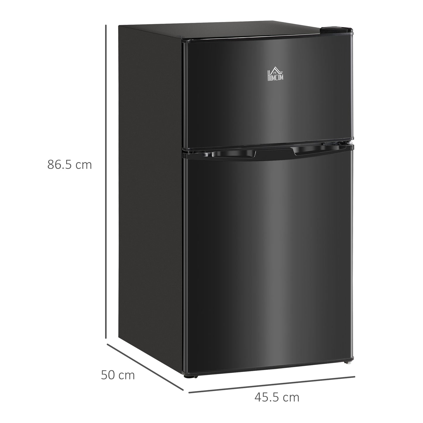 HOMCOM 88L Under Counter Fridge Freezer Black 25L Freezer 63L Fridge 5 Setting Temperature