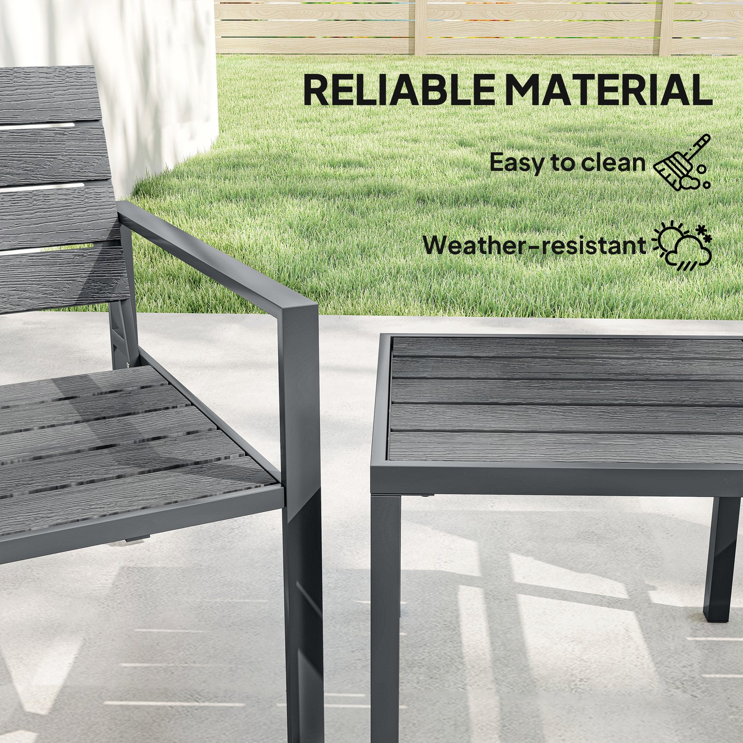 Outsunny 3 Piece Garden Bistro Set For 2 Outdoor Table And Chairs With Metal Frame HDPE Plastic Patio Furniture