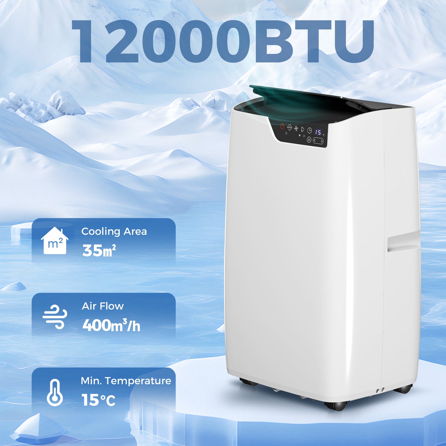 HOMCOM Portable Air Conditioner 12000 BTU 4in1 Unit With Cooling Dehumidifier Fan Sleep Mode WiFi Voice Remote