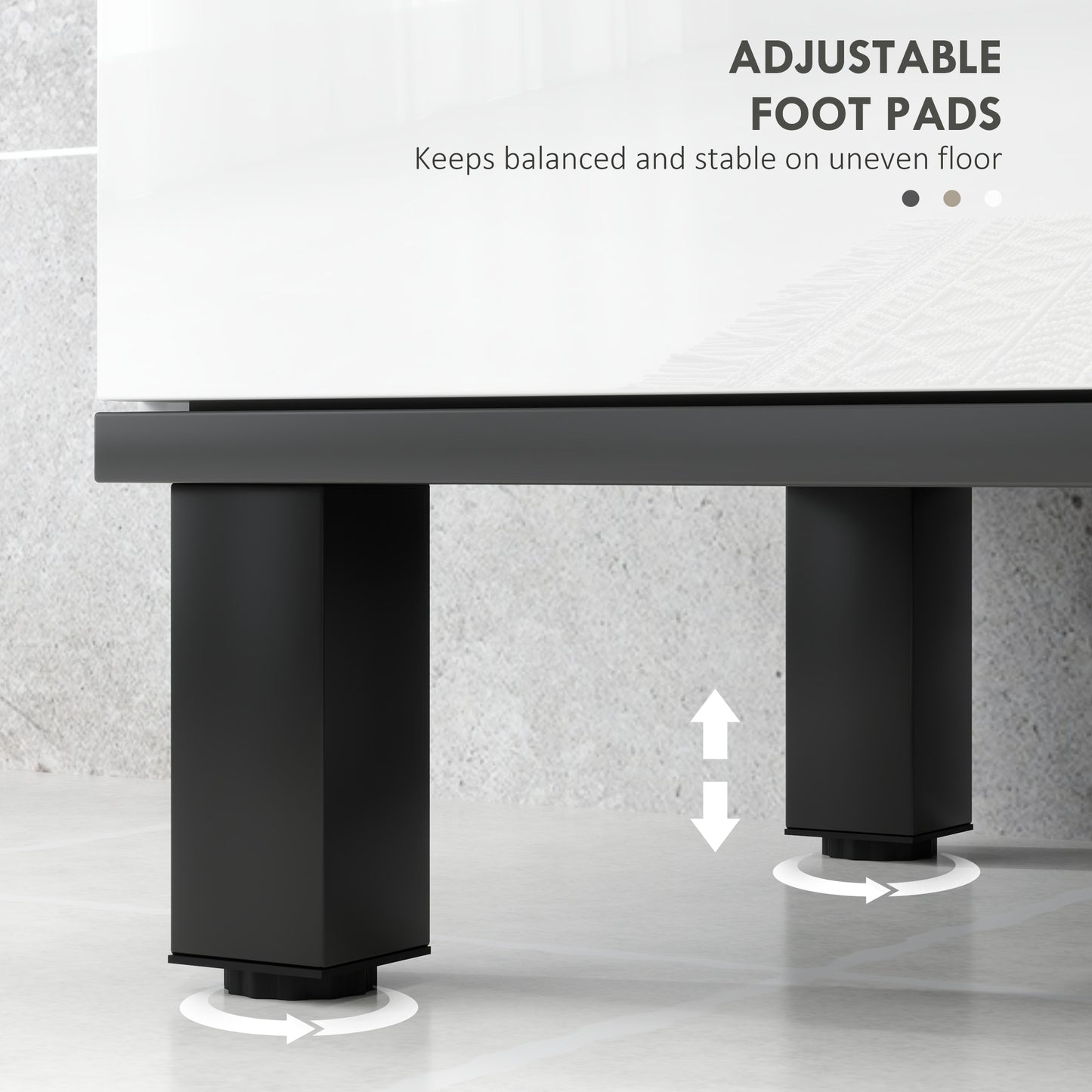 HOMCOM Modern Under Sink Bathroom Cabinet High Gloss White With Three Level Adjustable Shelf And U Cutout