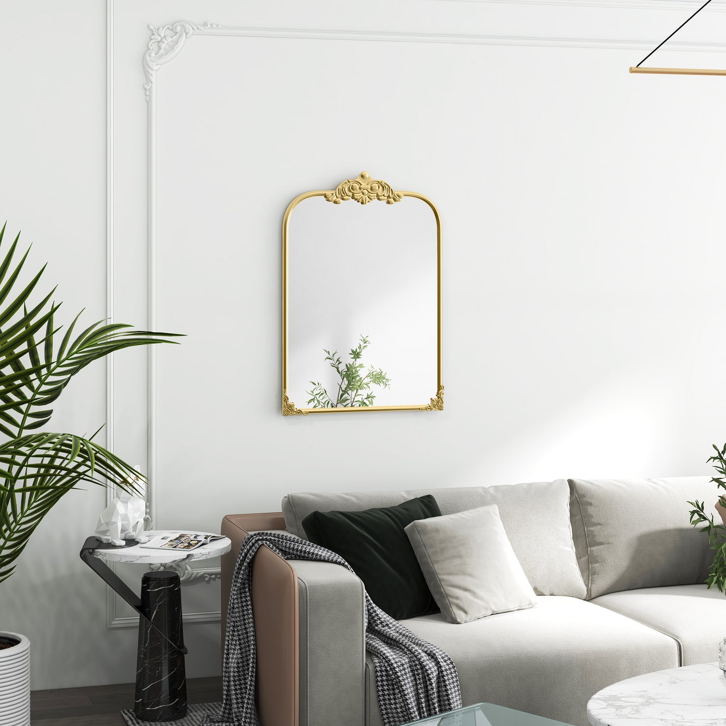 HOMCOM Wall Mirror Baroque Decorative Mirror With Metal Gold Tone Frame 60 By 87 Cm For Bedroom And Living Room