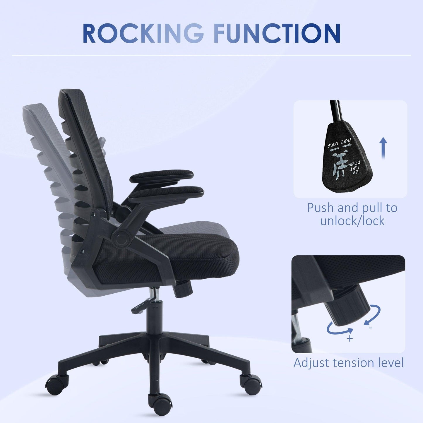 Vinsetto Mesh Office Chair, Swivel Task Computer Chair for Home with Lumbar Support - ALL4U RETAILER LTD