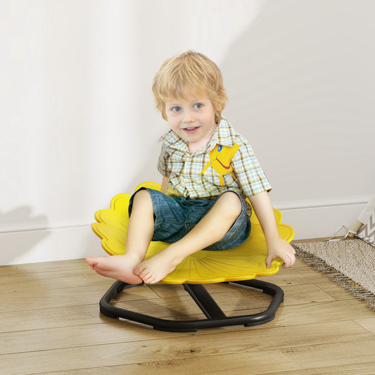 AIYAPLAY Flower Shaped Sensory Spinning Chair Non Slip Base for Balance and Coordination Yellow