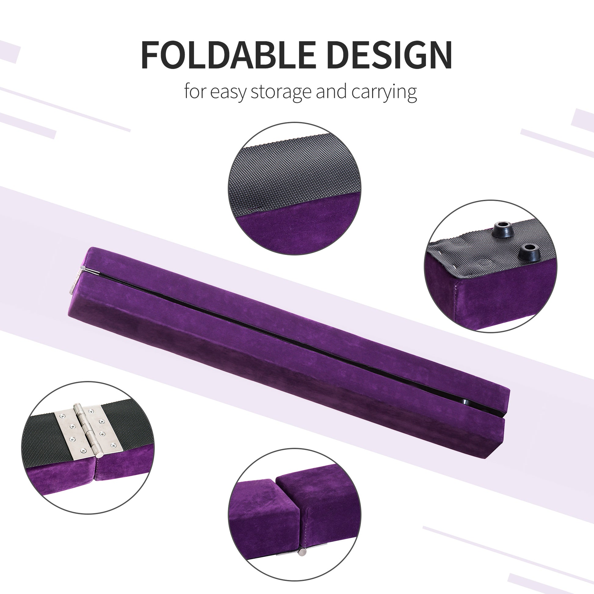 HOMCOM 2.1m Foldable Balance Beam Trainer - Purple - ALL4U RETAILER LTD