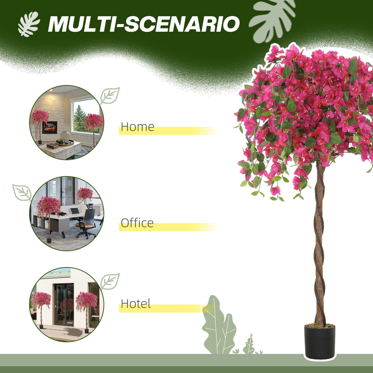 HOMCOM 120 Cm Artificial Murraya Plants Set Of 2 In Pots With Red Blossoms For Home Office Garden Decor
