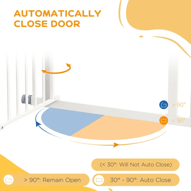 PawHut Pressure Fit Stair Gate with Auto-Closing Door for Small to Medium Dogs - Easy Installation, Adjustable Width 74-80cm - ALL4U RETAILER LTD