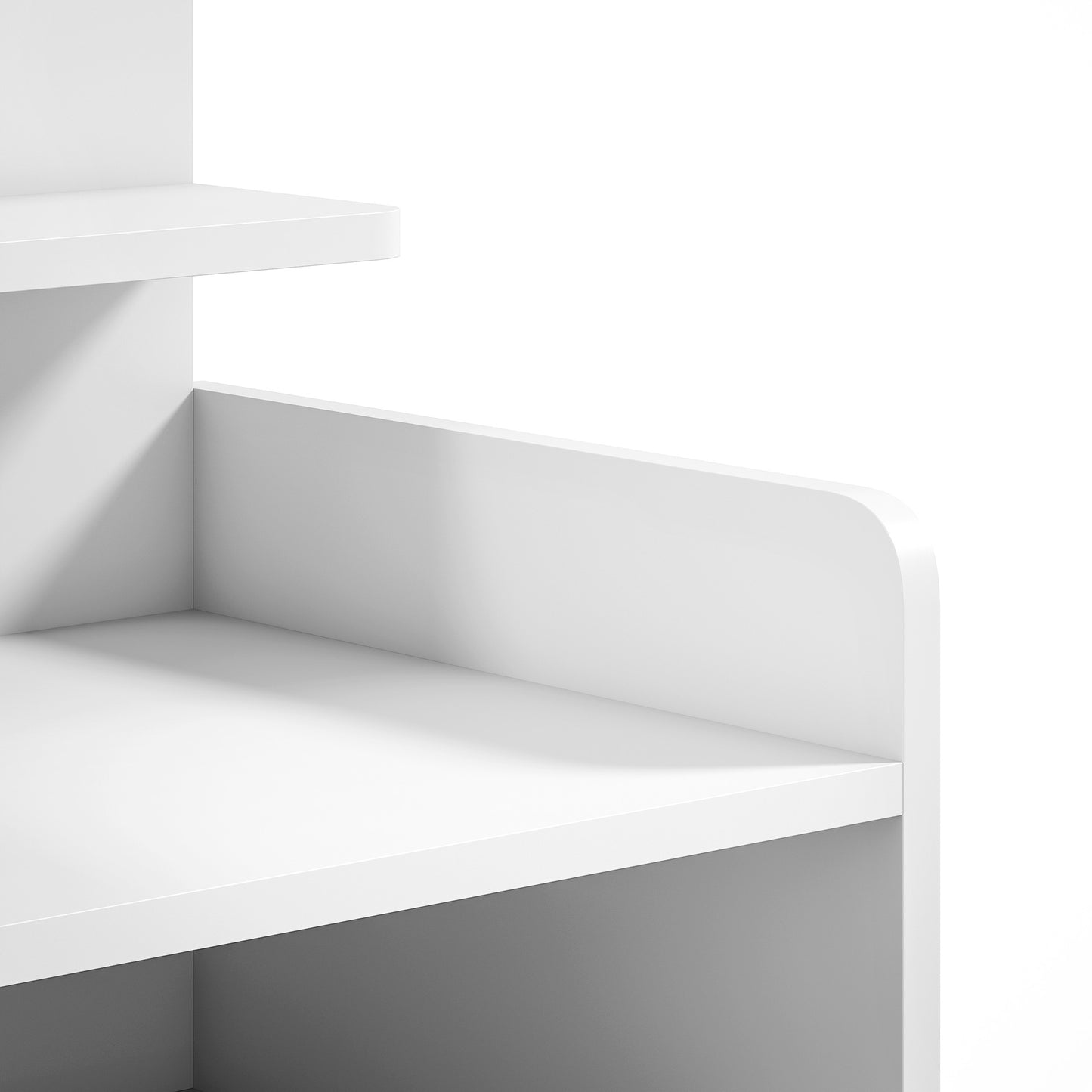 HOMCOM Bedside Cabinet With Drawer And Shelves White Nightstand For Living Room And Bedroom