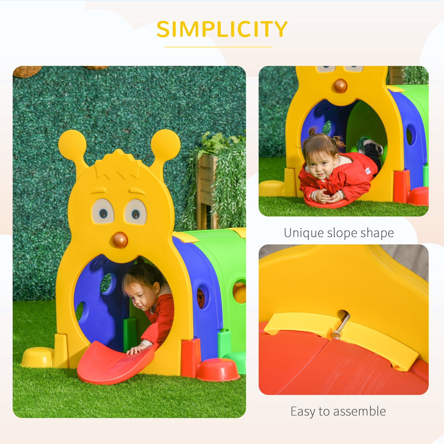 AIYAPLAY Caterpillar-Themed Play Tunnel for Kids, Indoor/Outdoor Climbing Fun for Ages 3-6, Colorful Toddler Activity Structure - ALL4U RETAILER LTD