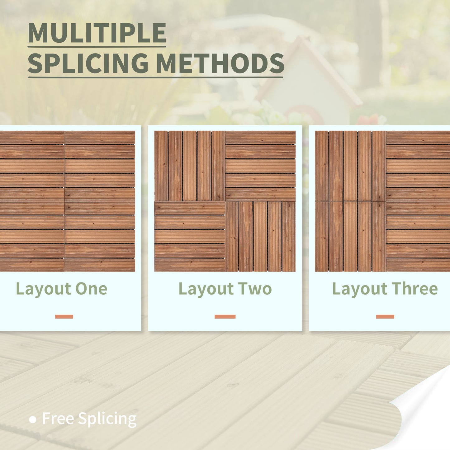 Outsunny 27-Piece Solid Wood Interlocking Deck Tiles for Indoor and Outdoor Use - ALL4U RETAILER LTD