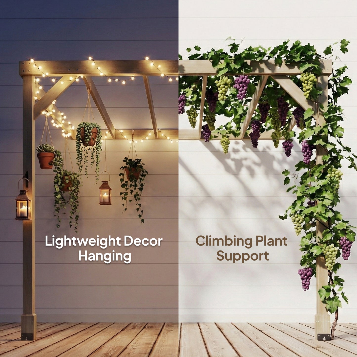 Outsunny Lean To Wooden Pergola Kit 2.4 By 2.4m Garden Gazebo With Stable Structure And Concrete Anchors Light Brown