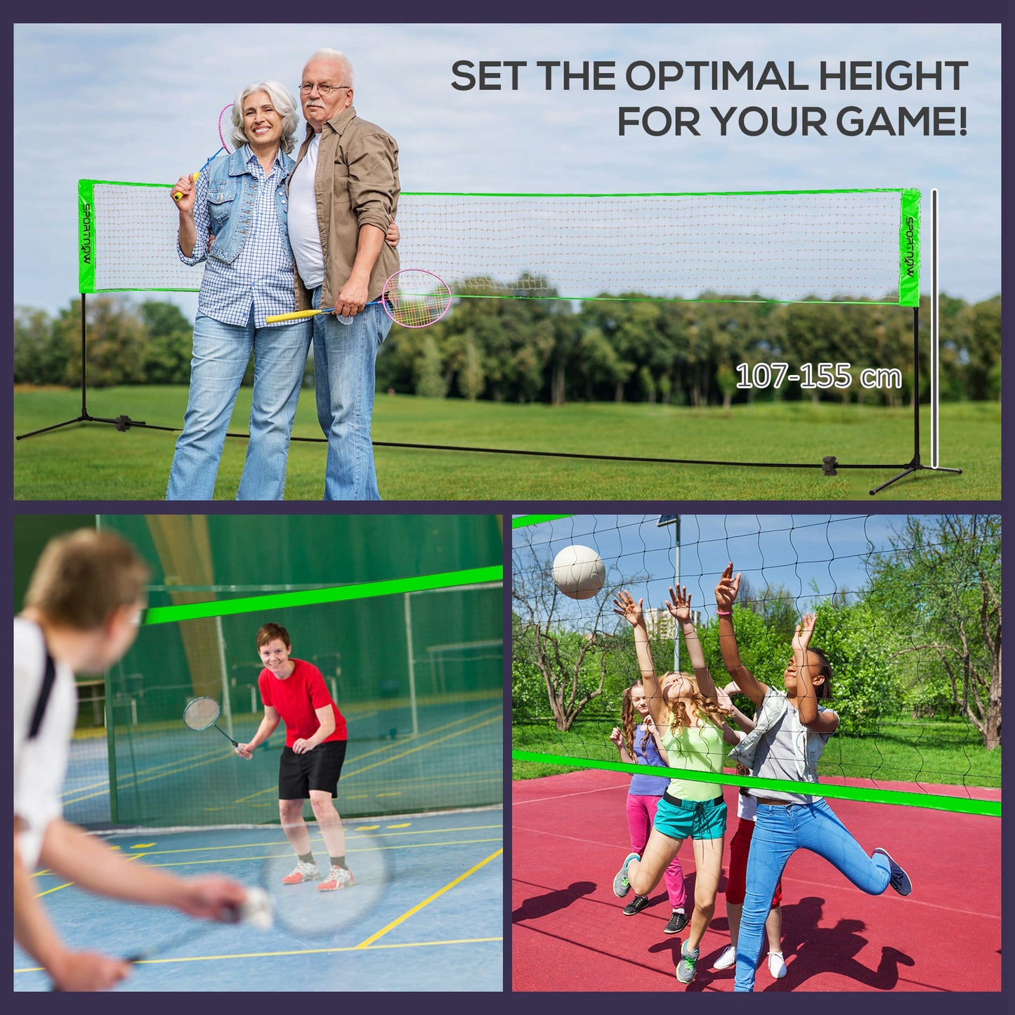 SPORTNOW All-in-One Badminton and Multi-Sport Set with Rackets, Shuttlecocks, and Net for Indoor/Outdoor Fun